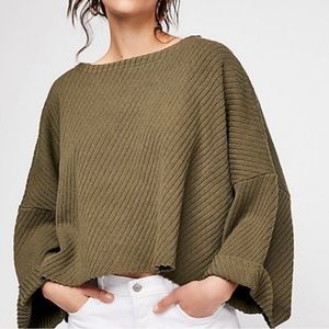 PRICED TO SELL Free People Womens I Can’t Wait Sweater Ribbed Dolman Green M